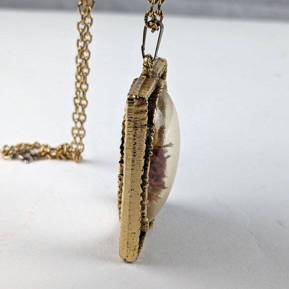 Vintage Victorian Dome Pendant Necklace w/ Dried Flowers - Picture 8 of 9